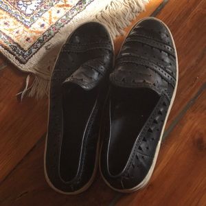 Via Spiga Perforated Leather Slip Ons